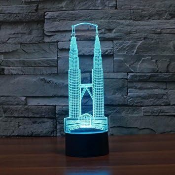 3. toranj Blizanac noćno svjetlo Stolna stolna svjetiljka optička iluzija 7 boja promjenjiva svjetla LED stolna svjetiljka