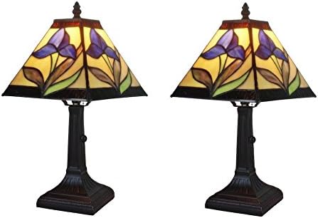 Mini cvjetna stolna svjetiljka od vitraja u stilu Tiffani