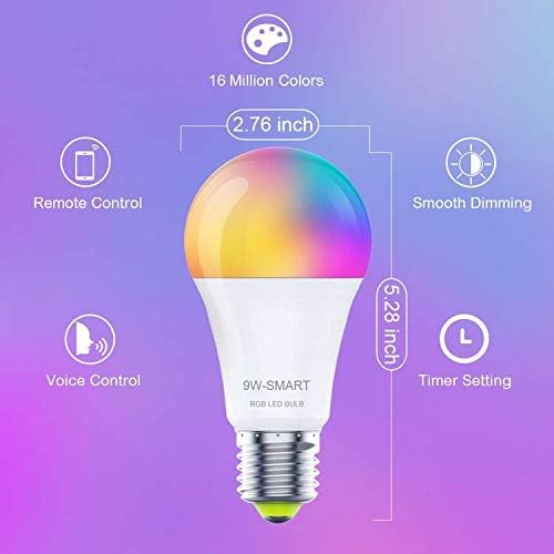 Led žarulja YHW Smart WiFi, radi Alexa i Google Home, 9 W 800 lm, E26 RGB, mijenja boju, синхронизирующая glazbu, žarulje