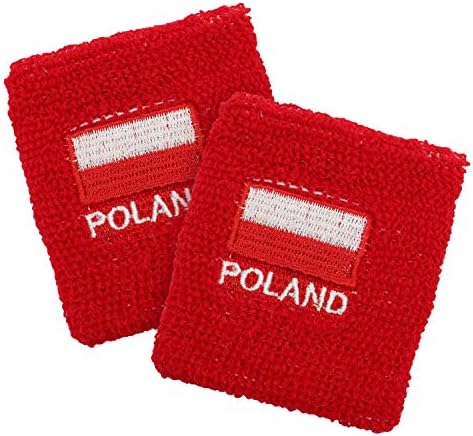 2 pakiranja sportskih teniskih narukvica, tople sportske trake s crvenim natpisom U donjem dijelu i poljskom zastavom