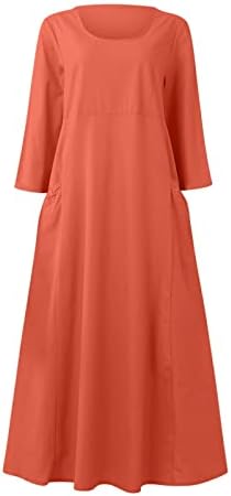 Žensko ljeto 2022 ležerna modna čvrsta pamučna i kratka rukava srednje duge haljine