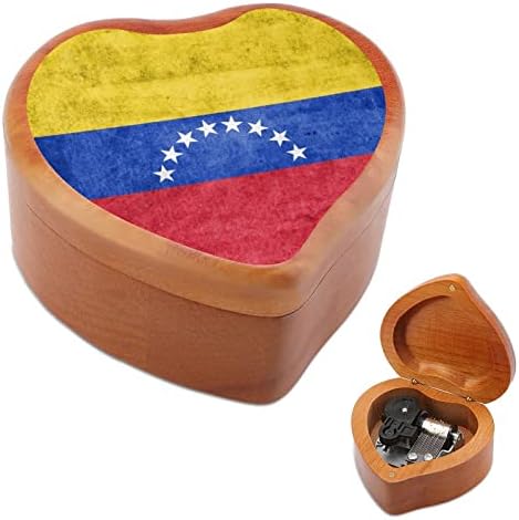 Zastava Venezuela šumovita glazbena kutija Vintage ugravirana srčana glazbena kutija Poklon za Božić Valentinova Rođendan