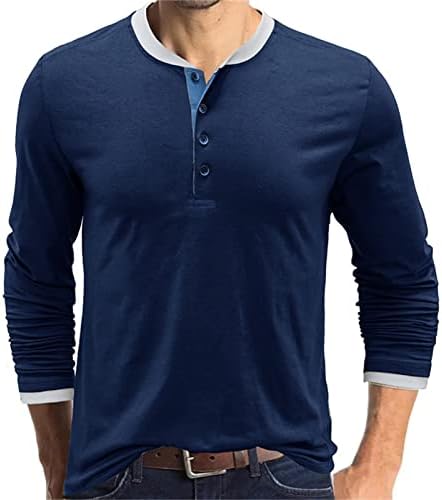 Jeke-dg Muška majica s dugim rukavima Henley Collar Shirt Odjeća za V-izrez za atletski gumb Down Sport Poplin Underhirt