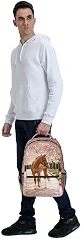 PrelerDiy smeđi ruksak za konj za dječake djevojčice - djeca natrag u školsku torbu s kaišem za prsa 16 inčni laptop ruksak