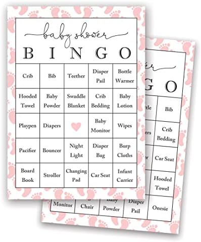 Ružičaste bingo kartice za tuširanje za bebe - unaprijed ispunjene-set od 24…