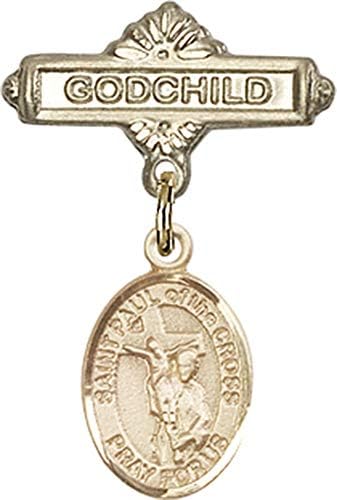 Dječja značka za amulet križa svetog Pavla i pribadača značke kumčeta / dječja značka ispunjena zlatom s amuletom križa svetog