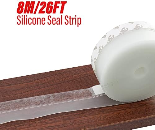 TradeGegear 26ft-35 mm silikonska traka za brtvljenje s ultra jakim ljepljivim naljepnicama-prozirno traka za borbu protiv