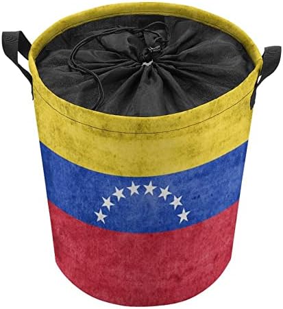 Zastava Venecuelanske košare za rublje s ručkama Vodootporna sklopiva vrpca Okrugli organizator za odlaganje košara za odjeću