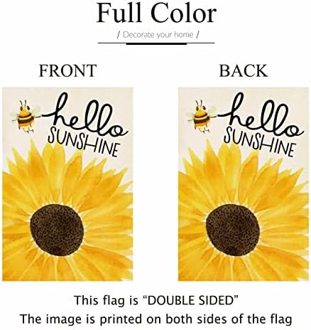 Ortigia Hello Sunshine ljetni suncokreti Vrtna zastava dvostrana akvarel slatka pčelasta seoska kuća dvorište zastava Sezonsko