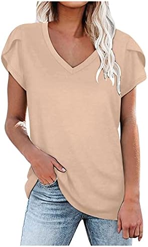 Ženski v vrat kratki rukavi gornja košulja casual ljeto na otvorenom Čvrsta gornja bluza žena vanjska nosača tee i bluze