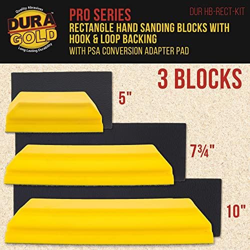 Dura-Gold Pro serije serije pravokutni blok ručno brušenje s 3 bloka, 5 , 7-3/4 i 10 set, podloga za kuku i petlju i PSA