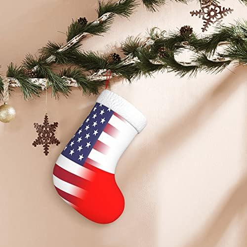 QG ZZX božićne čarape s bijelom super mekom plišanom manžetom američka zastava i poljska zastava božićni čarape božićne ukrase