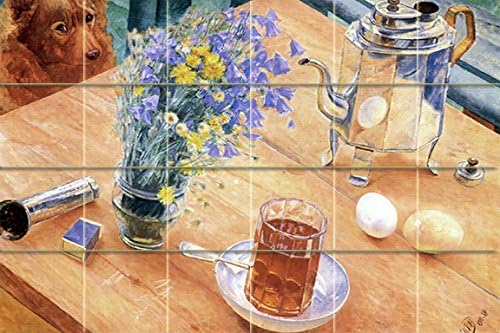 Mrtva priroda s Petrov-Vodkin samovarom-umjetnička freska veličine 6h4, stražnja ploča za kuhinju, tuš i kadu