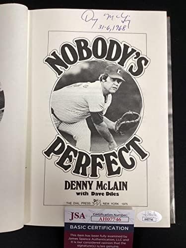 Denny McLain potpisao knjigu nobodys savršeni detroit tigrovi bejzbol autogram jSA - MLB Autografirani razni predmeti