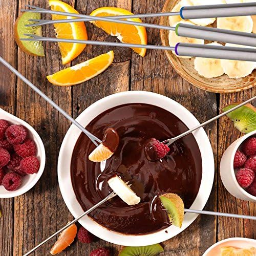 Ražnjići za umakanje fonduea od 12 komada-nehrđajući čelik s raznobojnim ručkama otpornim na toplinu - savršeni za voće,