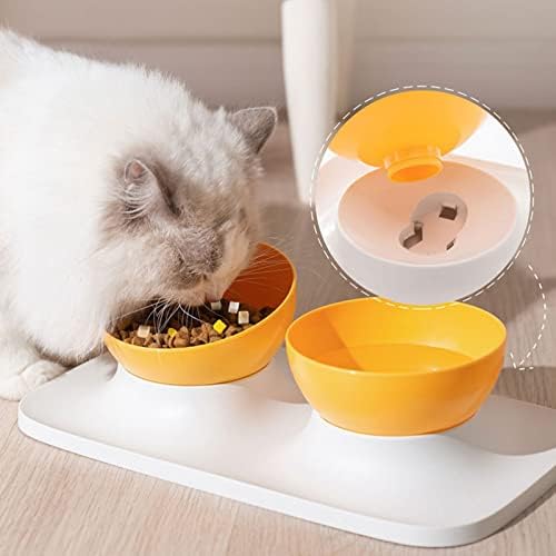 Zdjele za mačke, jednostruke / dvostruke plastične posude za hranjenje s nagibom od 15 inča, s neklizajućim postoljem, za