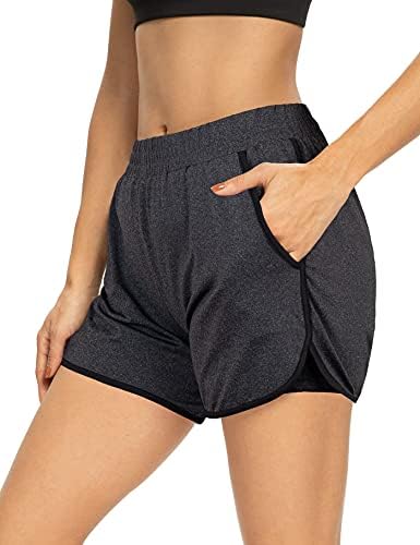 Ouncuty ženske ugodne elastične sportove struke trčanja u teretani kratke hlače s džepovima