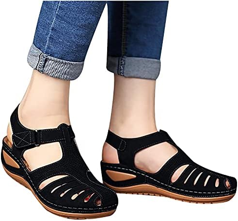 Udatke sandale zatvorenih prstiju za žene vintage klinaste sandale modna Bohemija gladijator atletskih ravnih cipela
