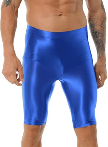ZDHOOR muške biciklističke kratke hlače s visokim strukom nafta Sjajne bešavne vježbe joge za kompresiju kratkih hlača