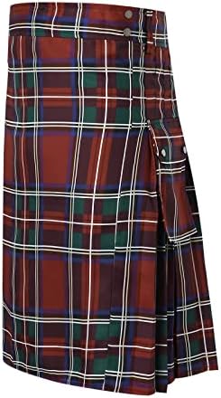 Traper hlače ravnog kroja muške modne casual hlače u škotskom stilu s četvrtastim džepom, plisirana suknja za muškarce