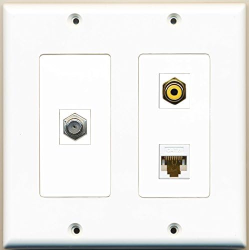Riteav - 1 priključak RCA Yellow 1 Port Coax kabel TV - F -Type 1 Port Cat6 Ethernet White - 2 zidna ploča Gang