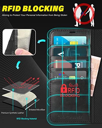 Torbica-novčanik TUCCH Case za Galaxy S23 5G, magnetnu podlogu od umjetne kože [zaključavanje RFID], utor za kartice, flip