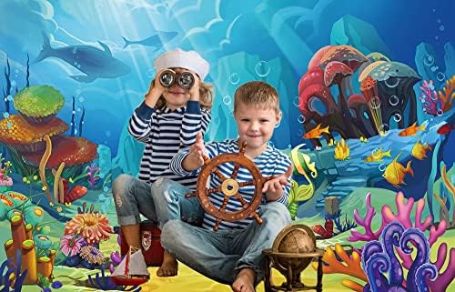 Pozadina pozadina oceanske male sirene za fotografiranje s nautičkom tematikom Dječji Tuš banner za zabavu dekoracija stola