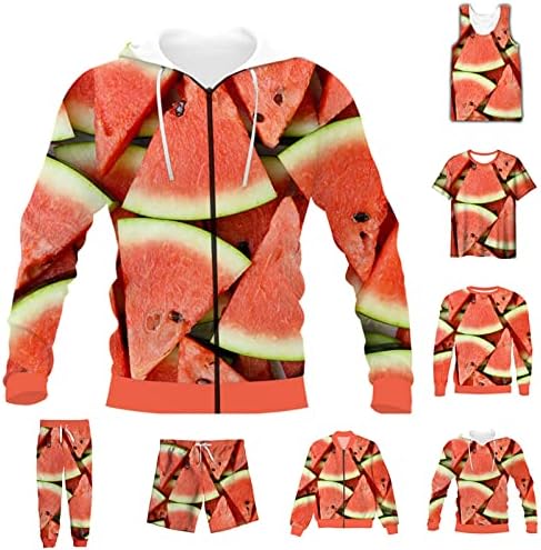 Muške smiješne 3D majice za ispis lubenice od voća+kratke hlače 2 komada set casual odijelo s kratkim rukavima