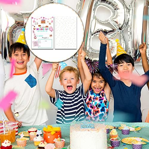 Buildinest Bacing Rođendanske pozivnice s omotnicama, 4 x6 Curcake Cupcake Pozivnice za rođendan, Rainbow of Fun Party pozivnice-B33