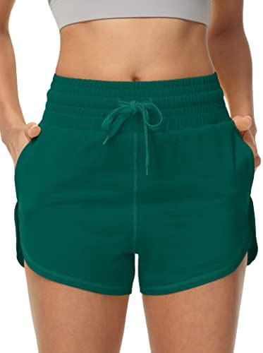 Urkeuf ženske znojne pamučne kratke hlače s džepovima visoki struk povremeni ljetni atletski trčanje kratke hlače udobne