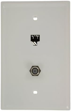 Leviton 40539-CMW srednji telefon/video zidni priključak, 6p4c x f, bijela