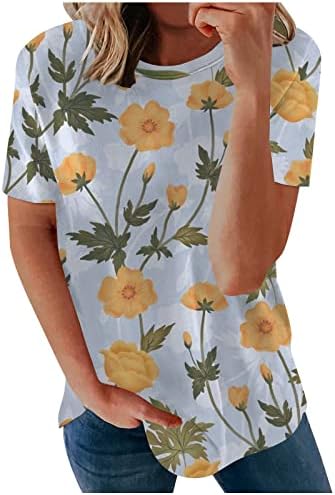 Proljetni vrhovi za žene 2023 majice s kratkim rukavima casual havažana košulja boem paisley cvjetne ljetne bluze
