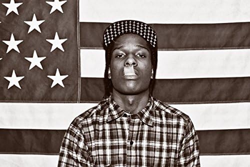 KupitArtForless ASAP Mob Rocky s zastavom 36x24 Music Art Print plakat Rakim Mayers Put Plaja košulja Rap Hip Hop, Black,