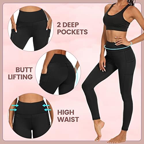 Nexiepoch 2 pakira gamaše s džepovima za žene, kontrola trbuha s visokim strukom bez promatranja joga hlača za trčanje treninga