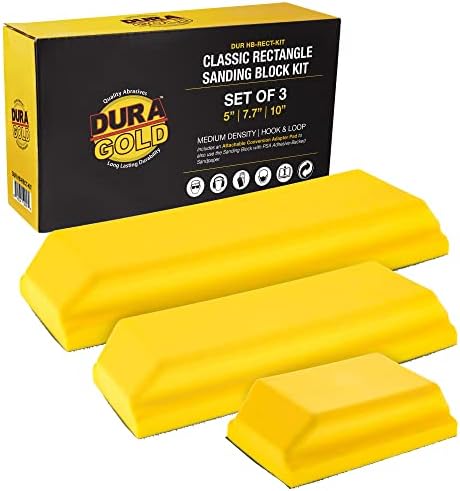 Dura-Gold Pro serije serije pravo na ručno brušenje bloka s 3 bloka, 5 , 7-3/4 i 10 set, podloga za kuku i petlju i PSA adapter