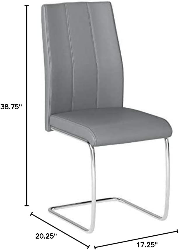 2-dijelna stolica za blagovanje-2pcs / 39 visoka / siva koža-izgled / krom, 17,25 20,25 38,75
