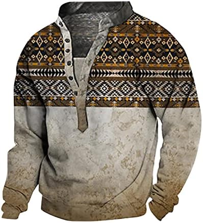 Muški labavi pulover dugih rukava retro moda velika veličina V vrat thirt casual 3D digitalni print dukserica