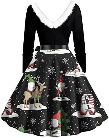 Maturalne večernje haljine za žene, Vintage Božićna koktel haljina u stilu Rockabillija, lepršave haljine s izrezom u obliku