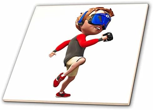Grafički crtić 3-inčni-virtualni dječak koji koristi interaktivne Naočale - pločice