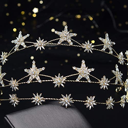 Vjenčana kruna zlatna zvijezda ukrasi za kosu vjenčano pokrivalo za glavu ženske rhinestones kristalne tijare mladenke večernje