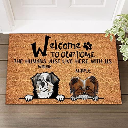 Dobrodošli u naš dom, ljudi samo žive ovdje s nama coir mat mat teška carina prilagođena personalizirani kućni ljubimac psa