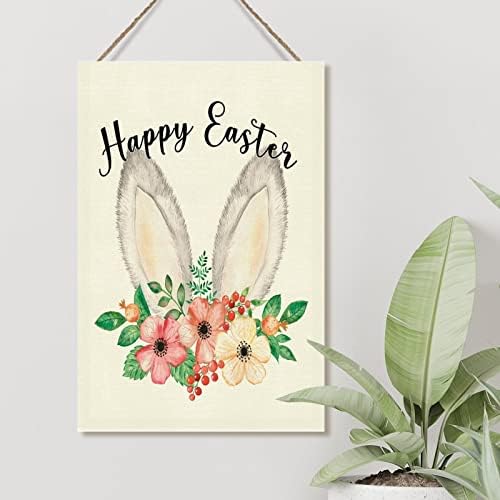 Swavecat Wood Sign dobrodošli uskrsni zečji znak zečje cvjetno uho uskršnje jaje drvene plakete Uskrsna jaja seoska kuća