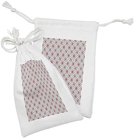 Ambasonne geometrijska vrećica od tkanine od 2, trostruki cvijet s oblicima u novoj modernoj slici, mala vreća za vuču za