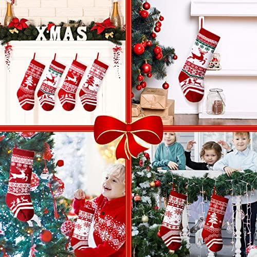 Satinior 6 komada 18 -inčni pleteni božićne čarape jeleni božićno drvce snježne pahuljice pletene čarape božićne ukrase Viseti