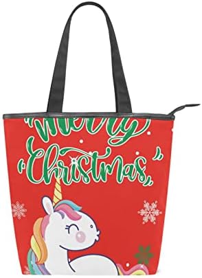 Platno torbe torbe jednorog Sretan božićna nova godina zima crveno zelena za višekratnu upotrebu namirnica torbica žena plaža