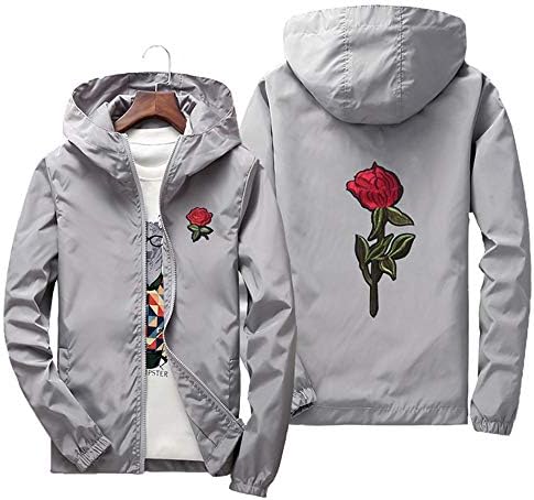 iyyvv muški tanki vez ruža casual sportski patentni zatvarač solidne boje kaputa jakna