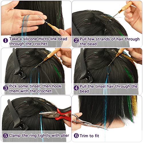 Set šljokica za kosu s alatom 10 boja 2000 pramenova svjetlucavih šljokica za produženje kose nevjerojatan sjaj pjenušava