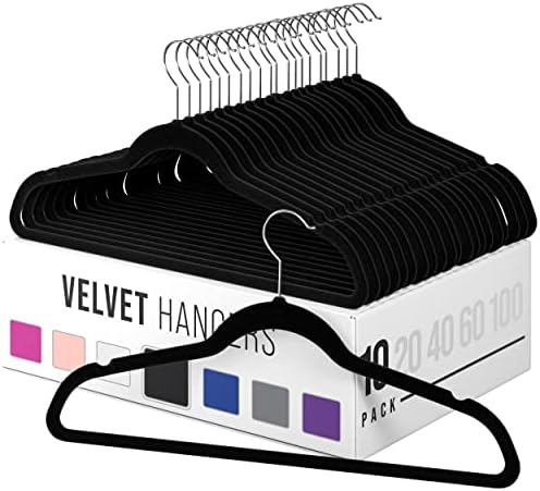 Velvet vješalice 10 pakiranja crno - teške vješalice od baršunastih odjeća - Oblazni kaput i vješalice za odijelo za ormar