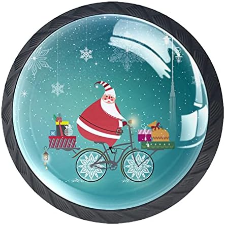 Okrugla ladica povlači ručku Djed Mraz vozi bicikl ispis s vijcima za kućnu komodu vrata ormari kuhinja ladica uredski stol