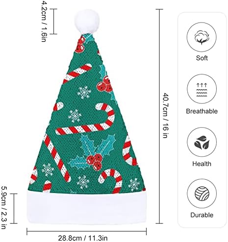 XKAWPC Romantični Božić uzorak šljokice Božićno šešir DIY Dizajn kape Djeda Mraza Crvena zelena